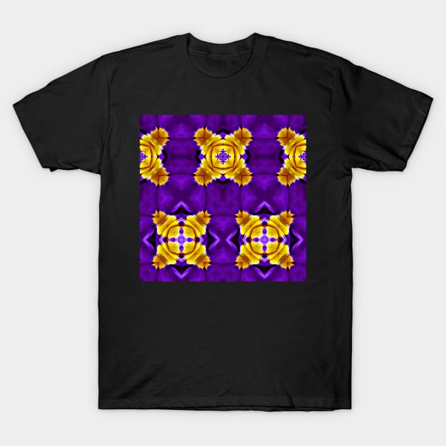 Royal Purple Violet Primrose With Gold Pattern 12 T-Shirt by BubbleMench